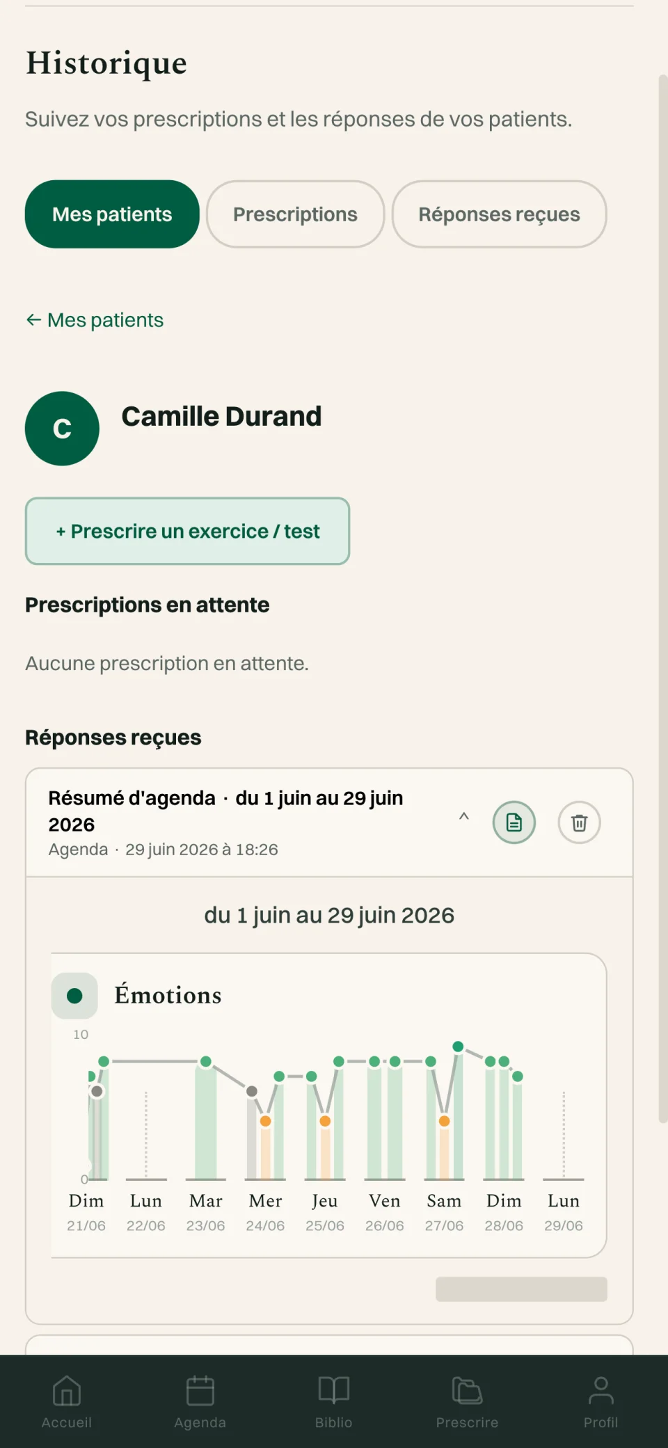 Émotions du patient dans le dossier